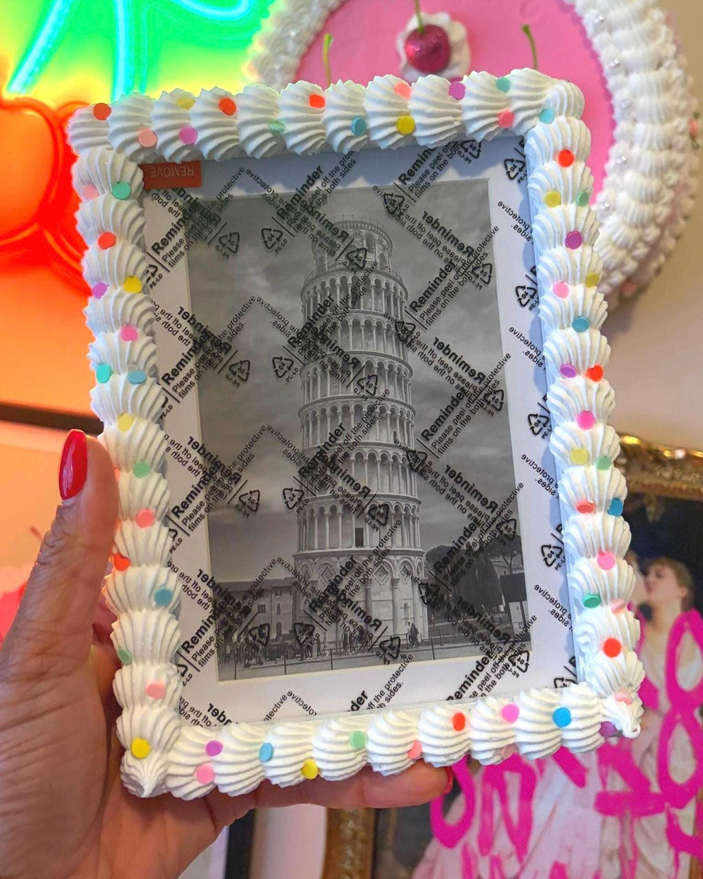 Fake Cake Picture Frame: Sprinkled Icing Photo Holder