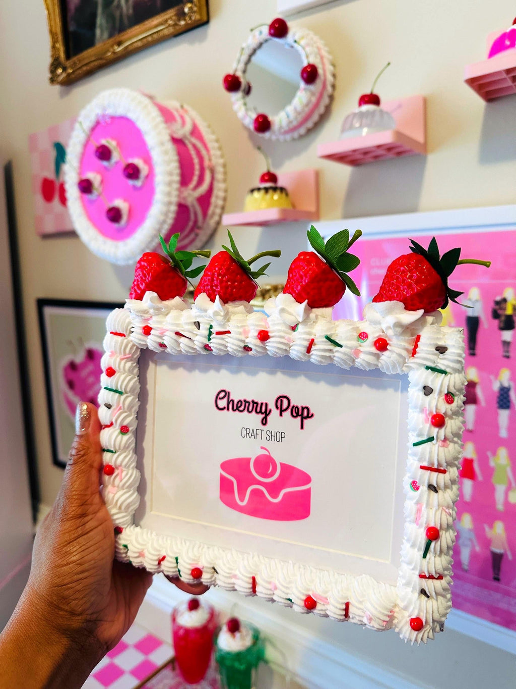 Strawberry Fake Cake Photo Frame: Decoden Dopamine Decor