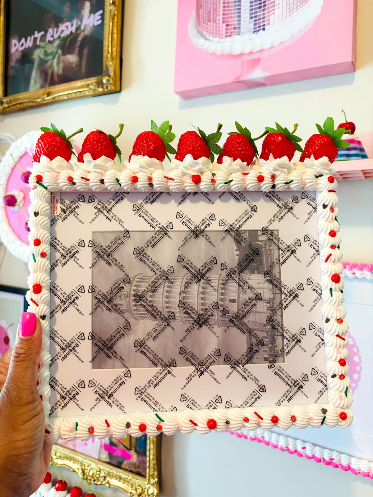 Strawberry Fake Cake Photo Frame: Decoden Dopamine Decor