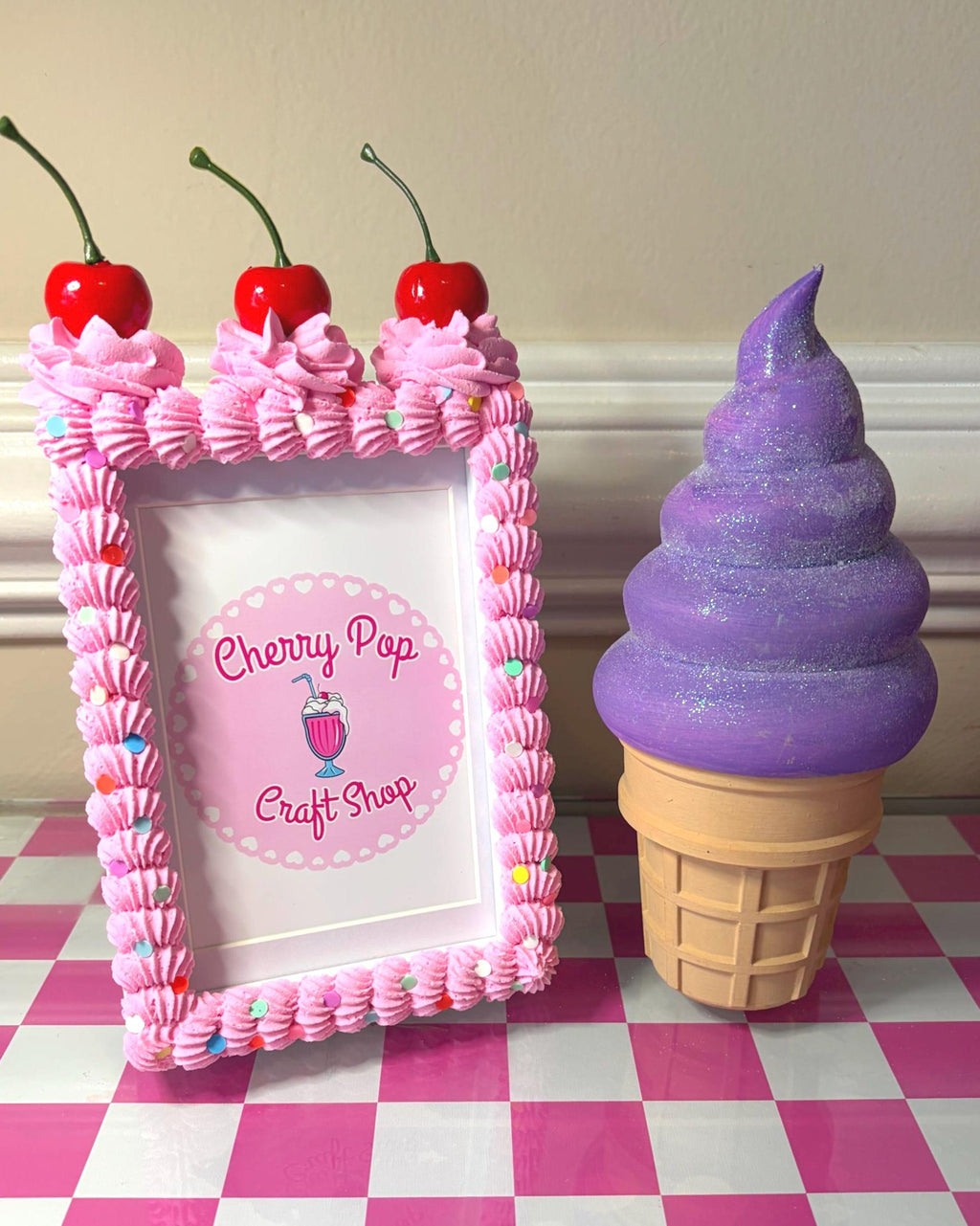 Pink Fake Cake Picture Frame: Sprinkled Icing Photo Holder