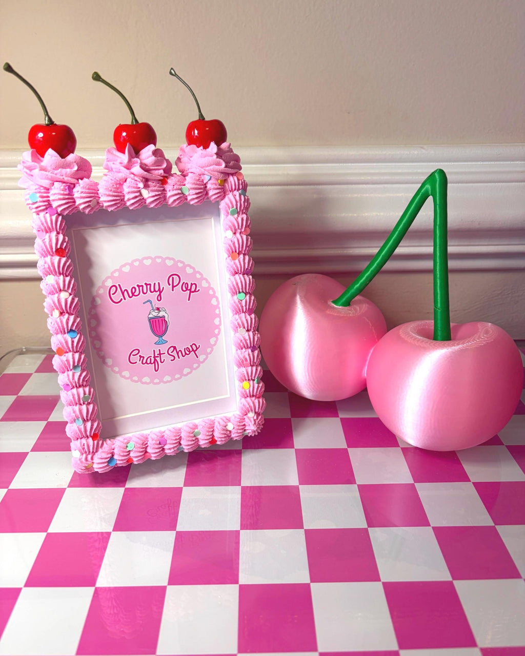 Pink Fake Cake Picture Frame: Sprinkled Icing Photo Holder