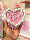 Custom Fake Heart Cake - Pink with Glitter and Ribbons