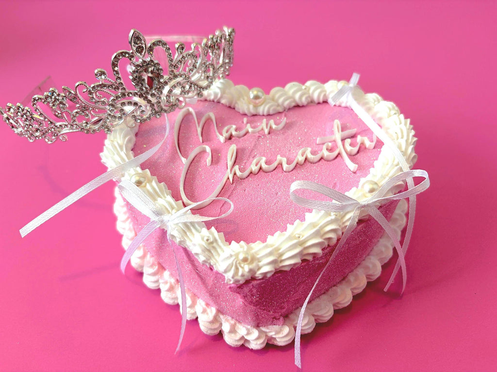Custom Fake Heart Cake - Pink with Glitter and Ribbons