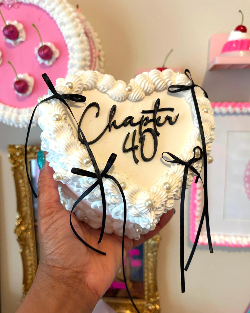Custom Heart Fake Cake with Personalized Text