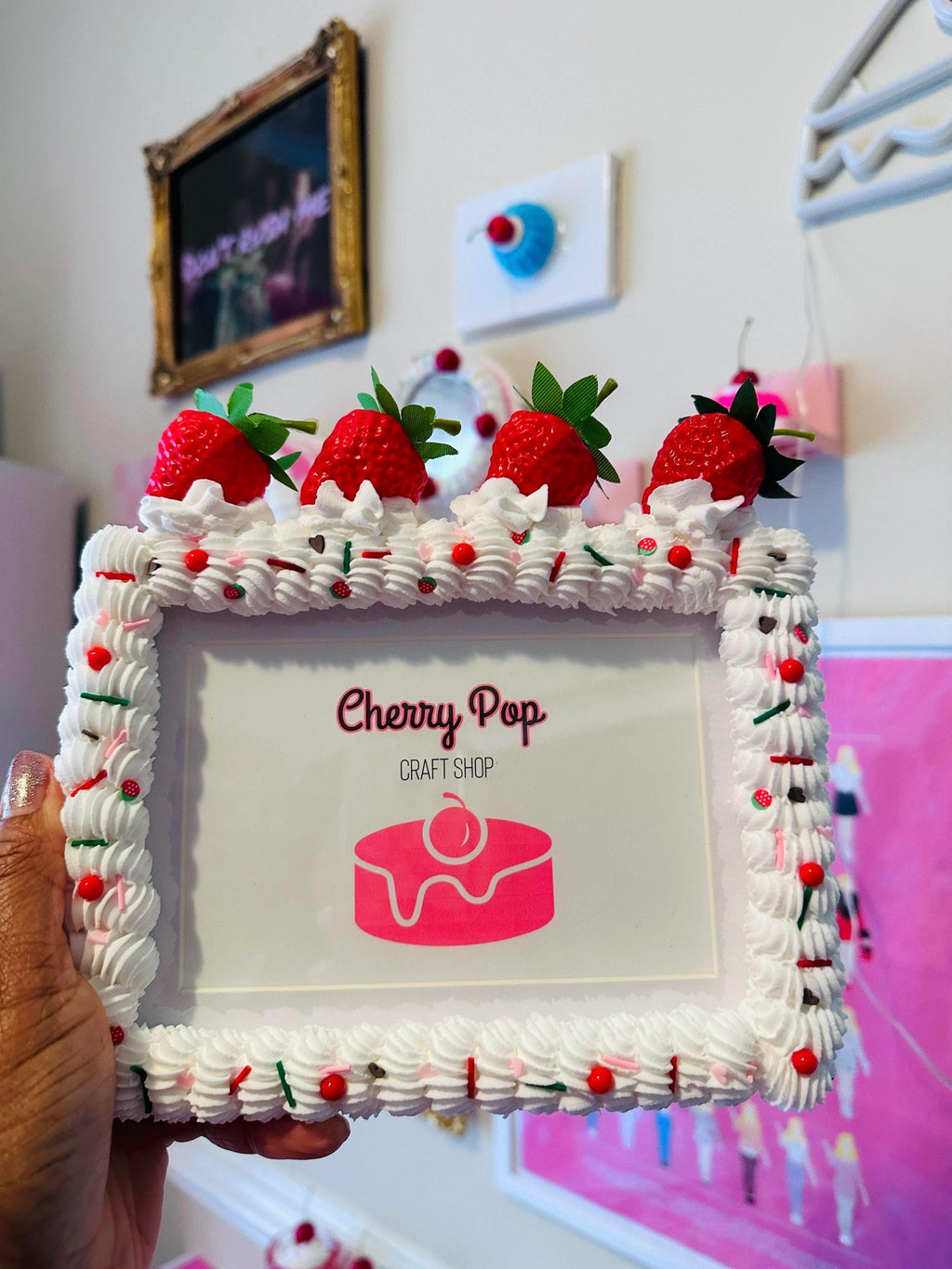 Strawberry Fake Cake Photo Frame: Decoden Dopamine Decor