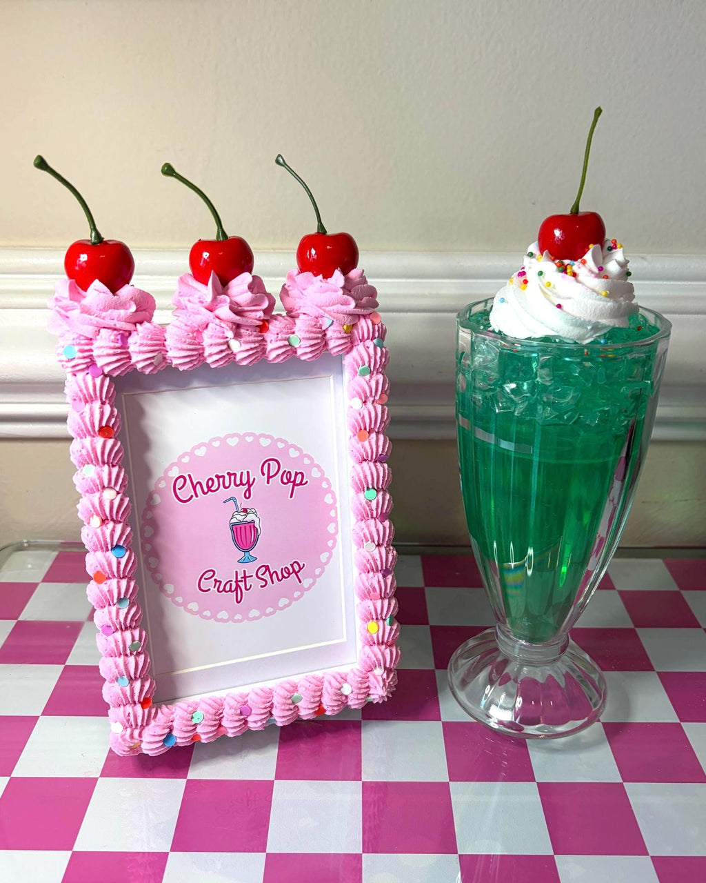 Pink Fake Cake Picture Frame: Sprinkled Icing Photo Holder