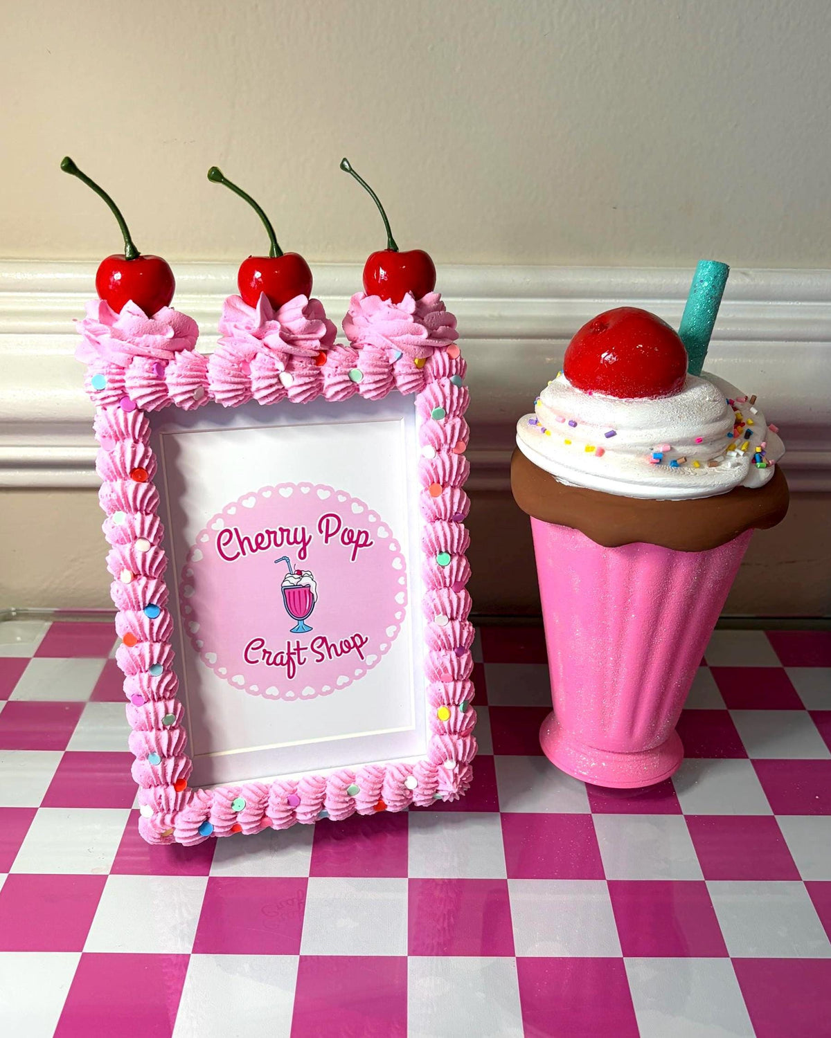 Pink Fake Cake Picture Frame: Sprinkled Icing Photo Holder