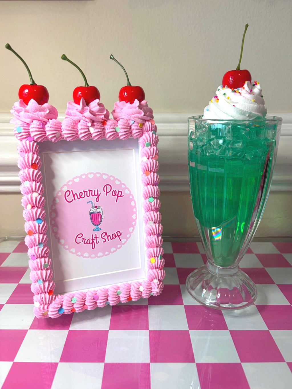 Pink Fake Cake Picture Frame: Sprinkled Icing Photo Holder