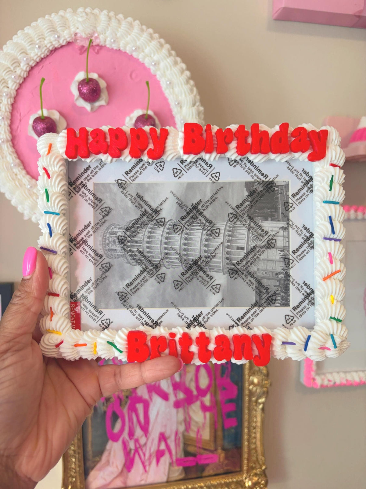 Personalized Fake Cake Frame – Custom Birthday Photo Holder