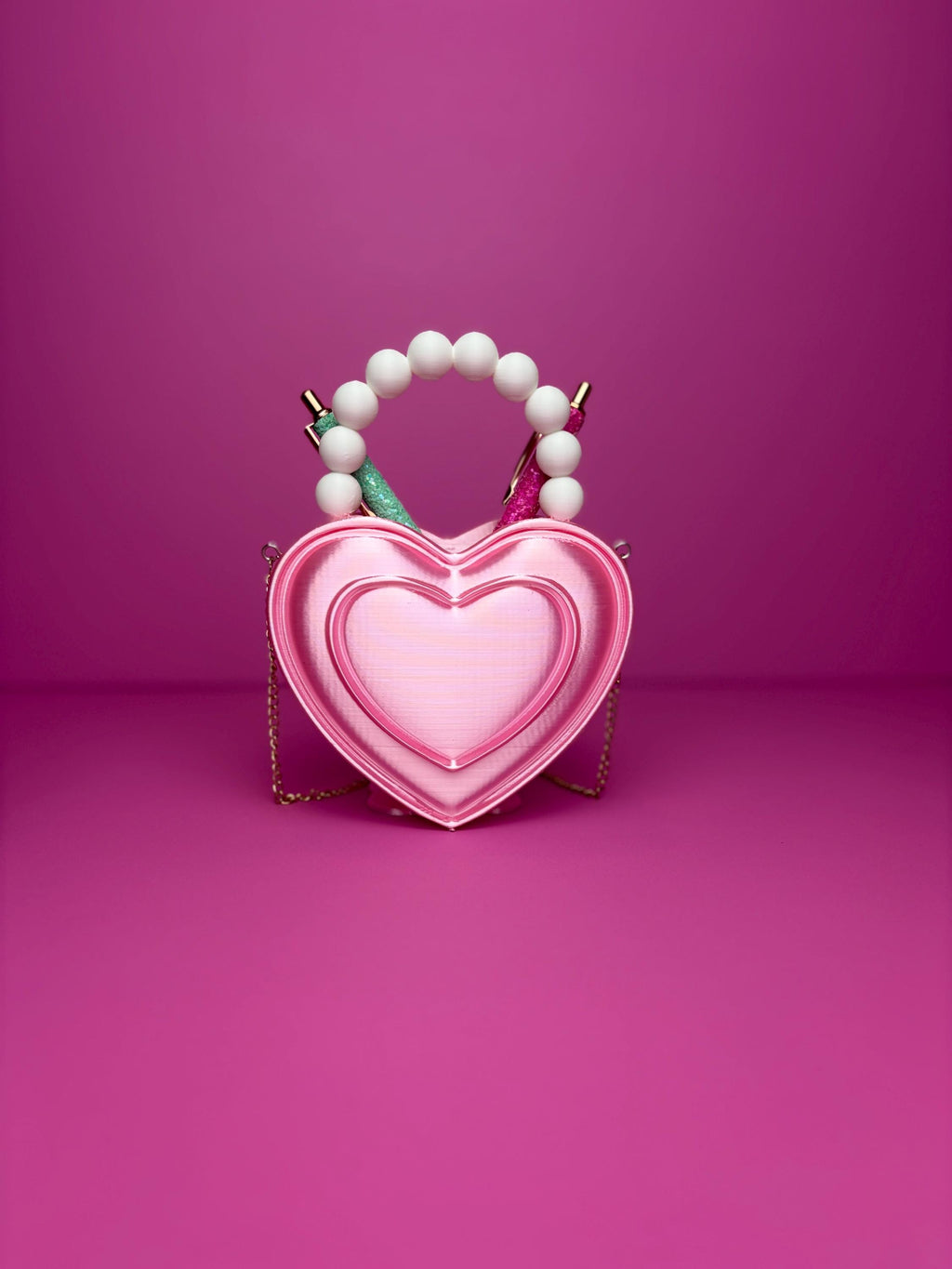 Heart Shaped Purse Pen Holder, Makeup Brush Container and Desk Organizer