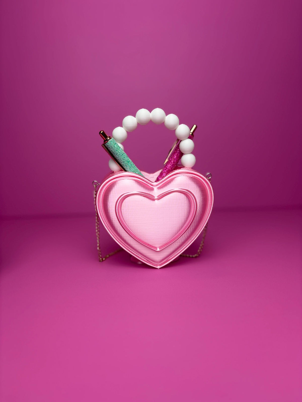 Heart Shaped Purse Pen Holder, Makeup Brush Container and Desk Organizer