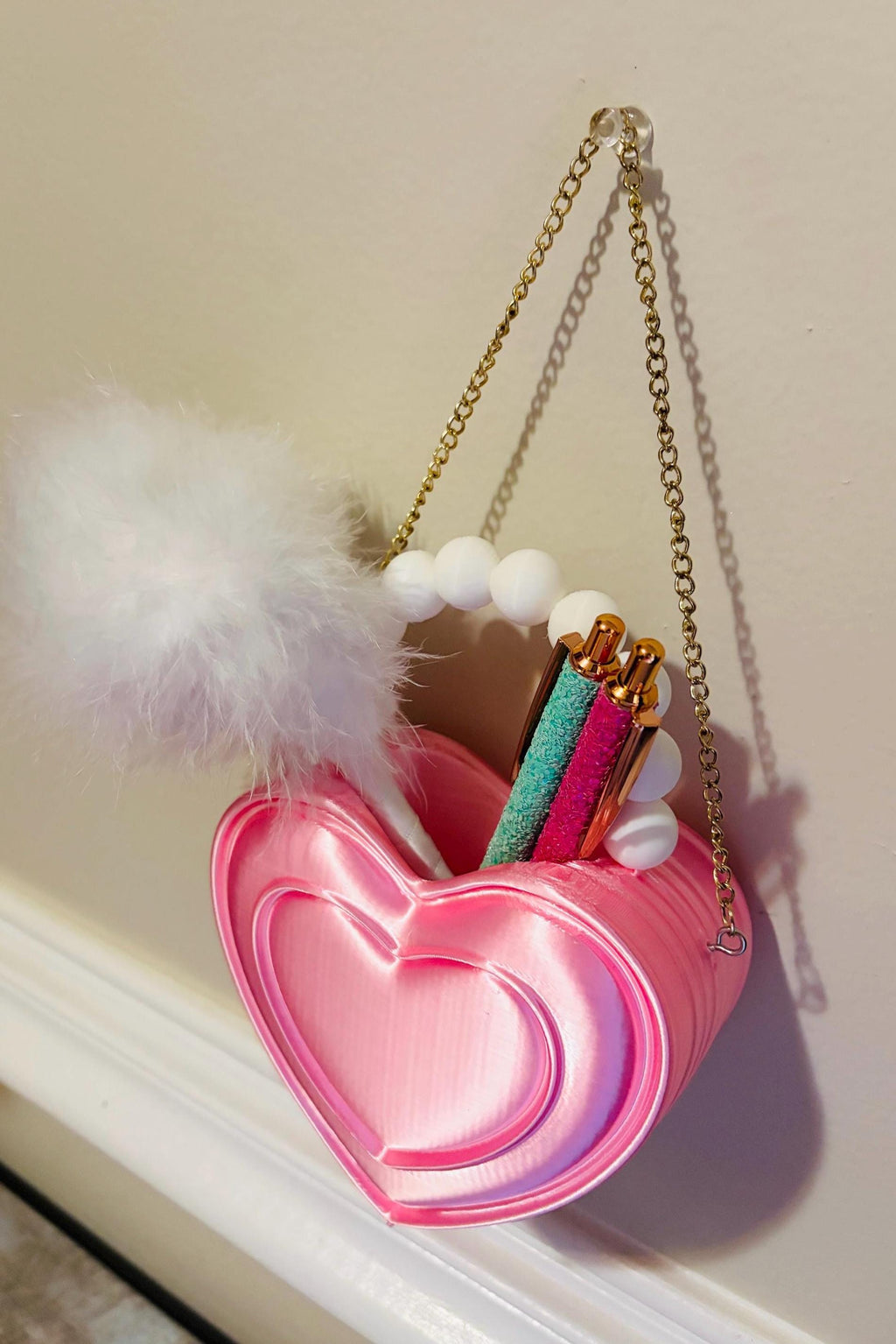 Heart Shaped Purse Pen Holder, Makeup Brush Container and Desk Organizer