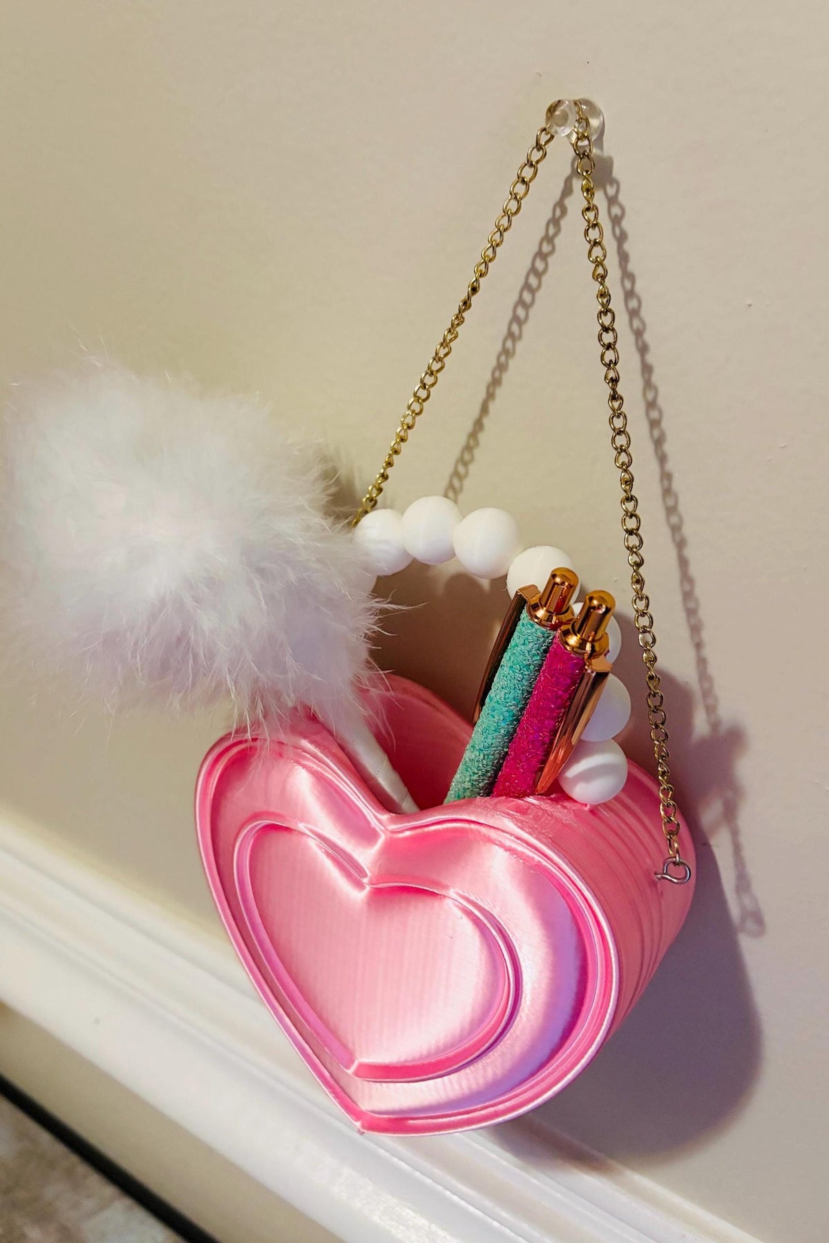 Heart Shaped Purse Pen Holder, Makeup Brush Container and Desk Organizer