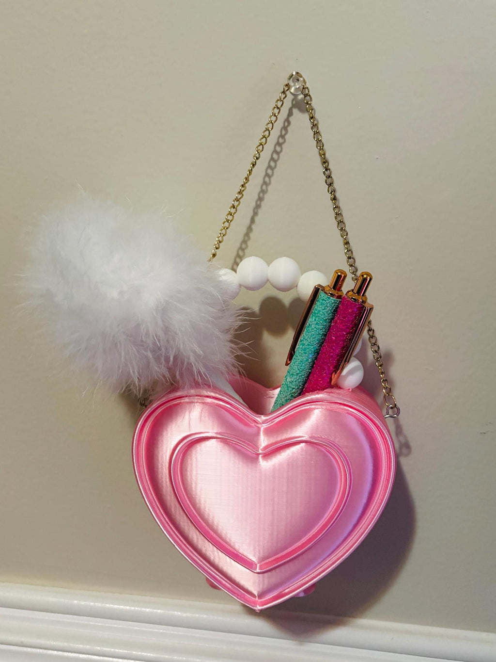 Heart Shaped Purse Pen Holder, Makeup Brush Container and Desk Organizer