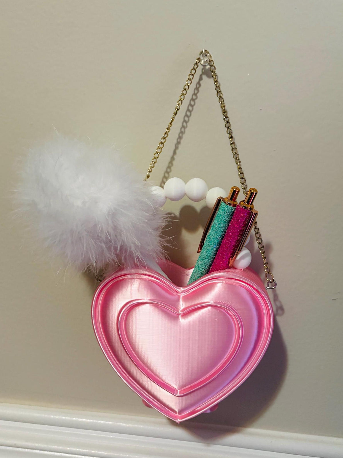 Heart Shaped Purse Pen Holder, Makeup Brush Container and Desk Organizer