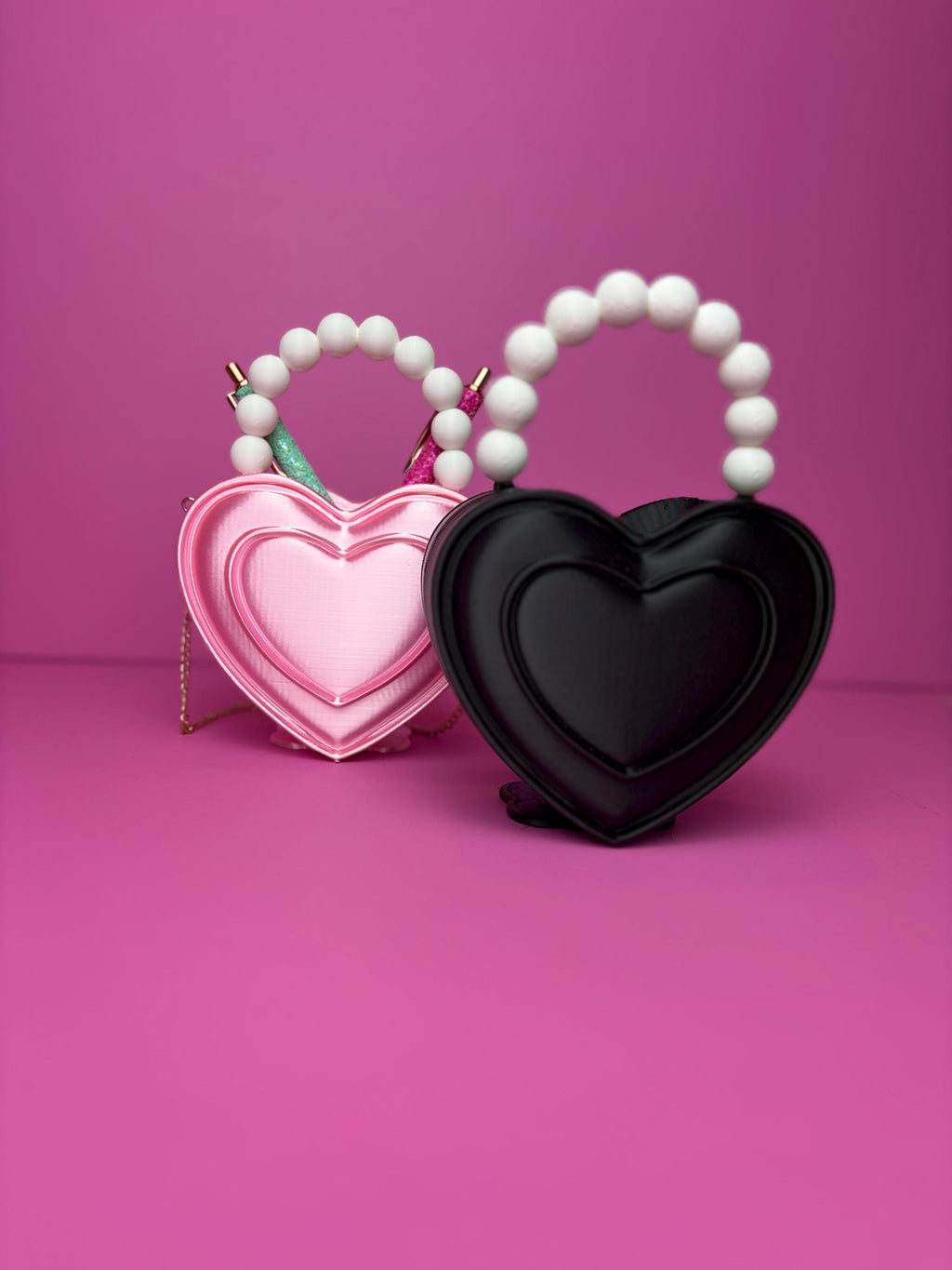 Heart Shaped Purse Pen Holder, Makeup Brush Container and Desk Organizer