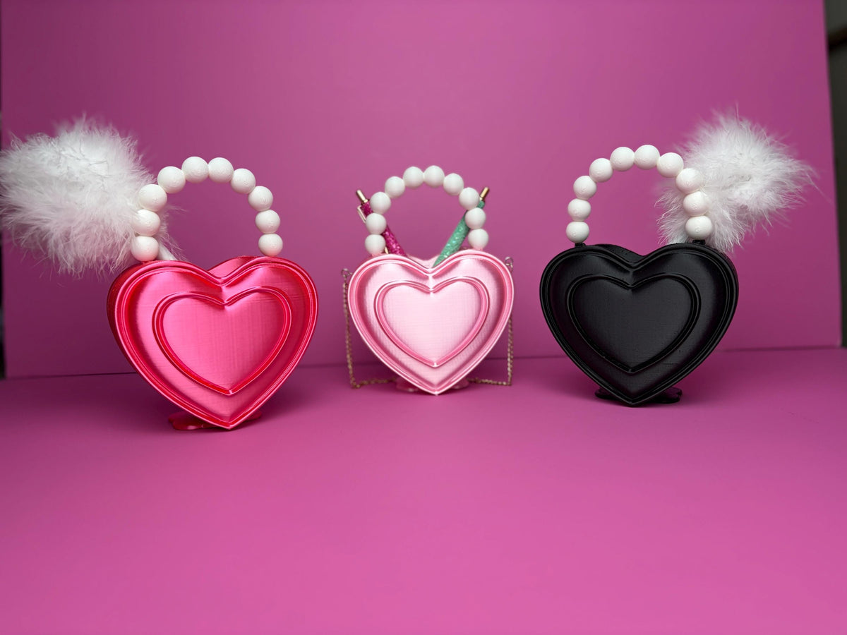 Heart Shaped Purse Pen Holder, Makeup Brush Container and Desk Organizer