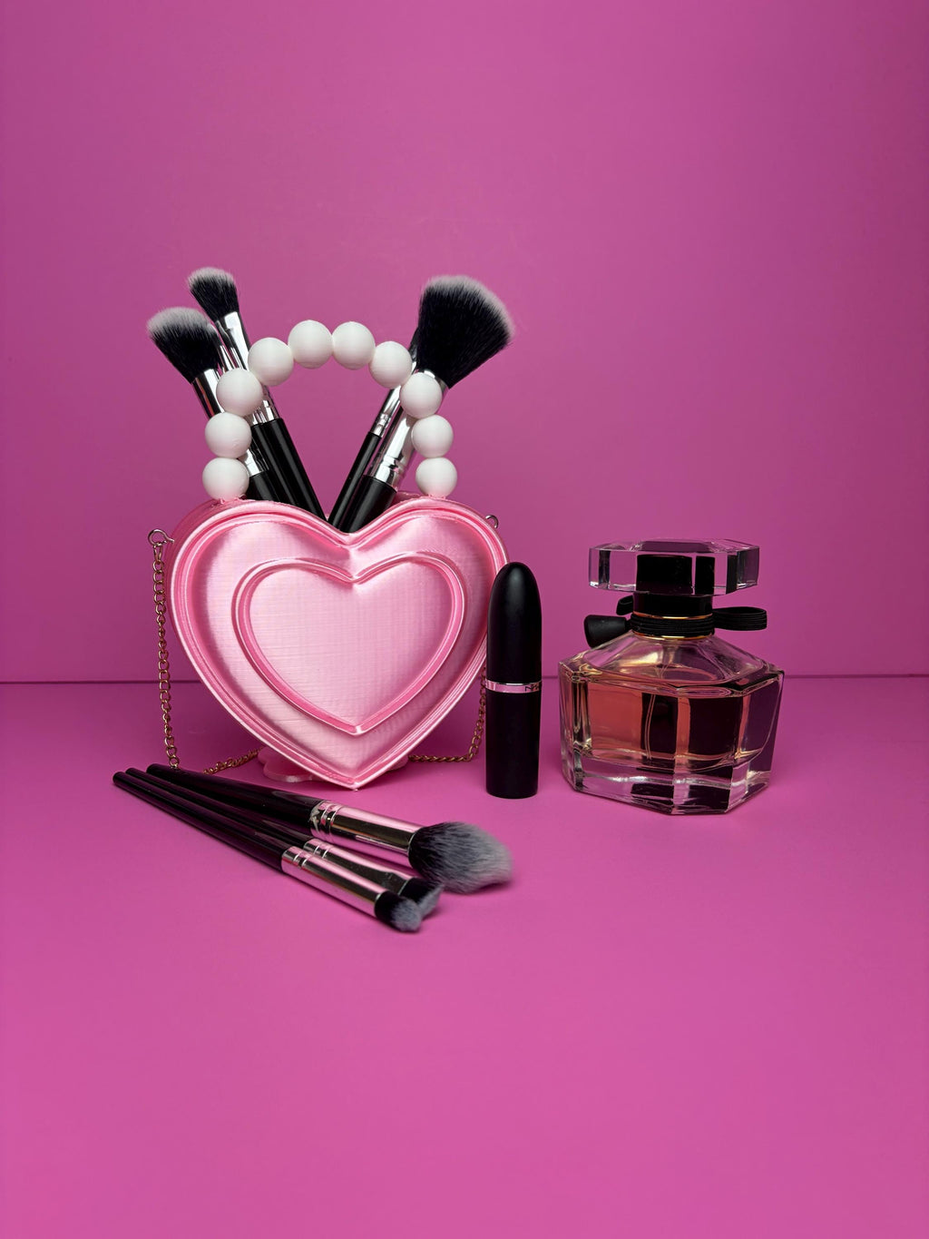 Heart Shaped Purse Pen Holder, Makeup Brush Container and Desk Organizer