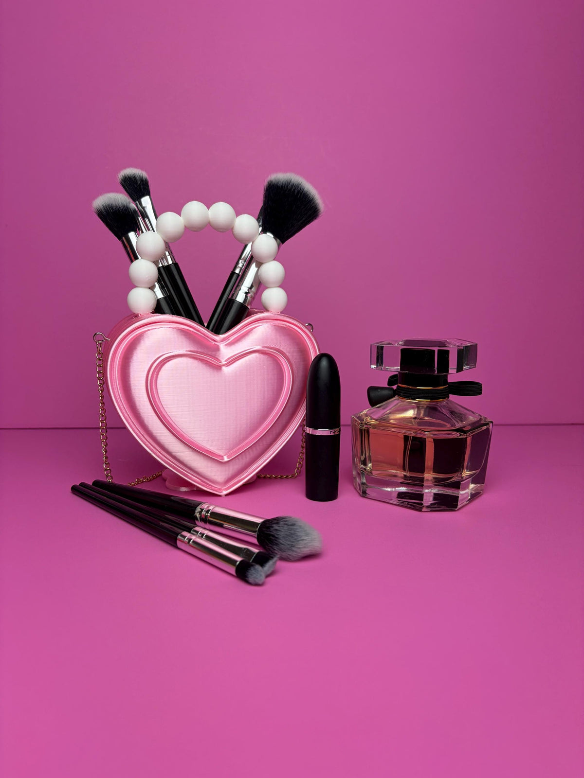 Heart Shaped Purse Pen Holder, Makeup Brush Container and Desk Organizer