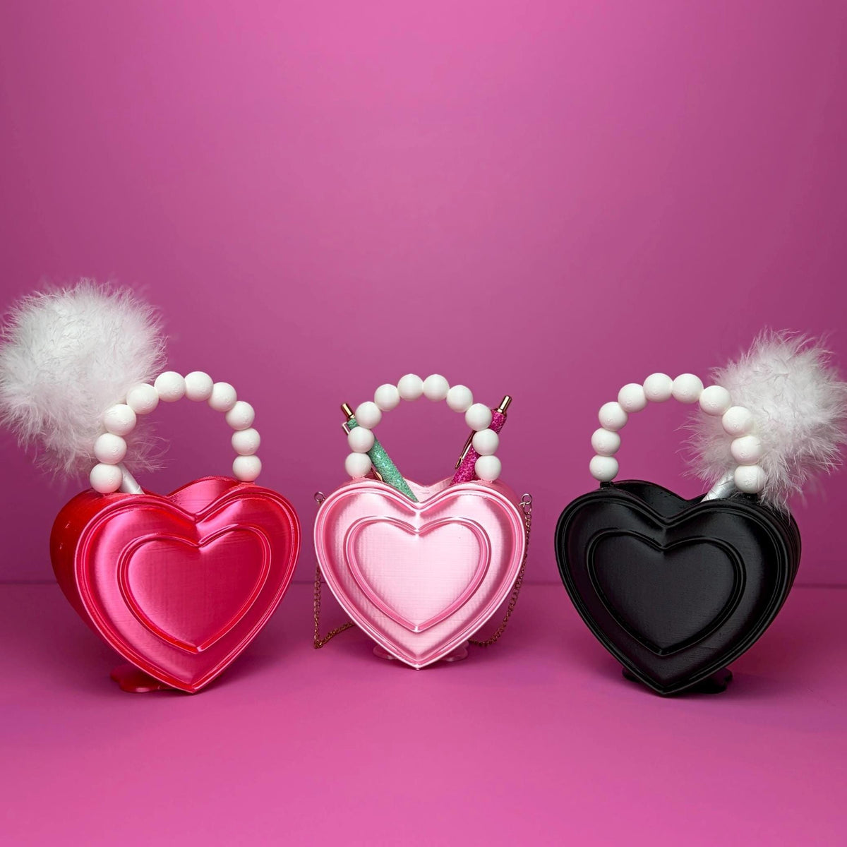 Heart Shaped Purse Pen Holder, Makeup Brush Container and Desk Organizer
