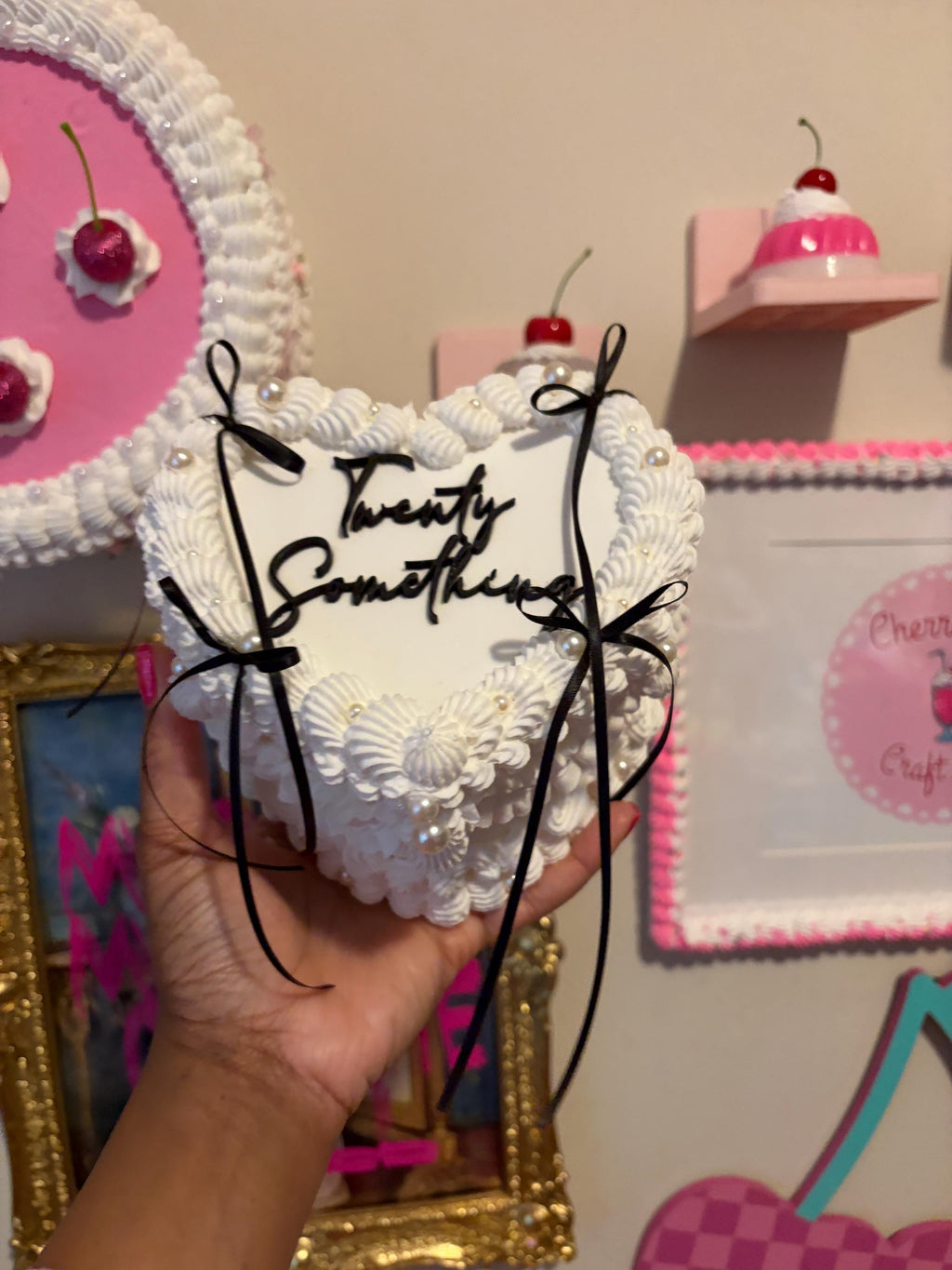 Custom Heart Fake Cake with Personalized Text