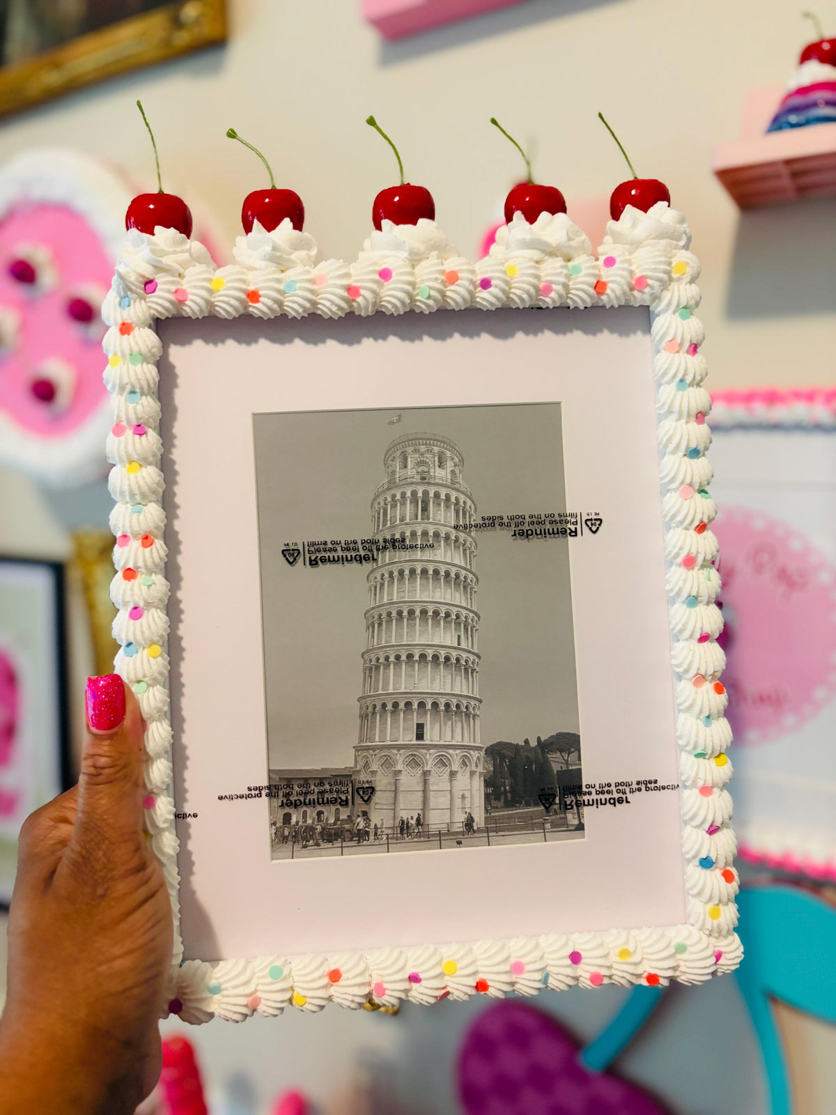 Fake Cake Picture Frame: Sprinkled Icing Photo Holder
