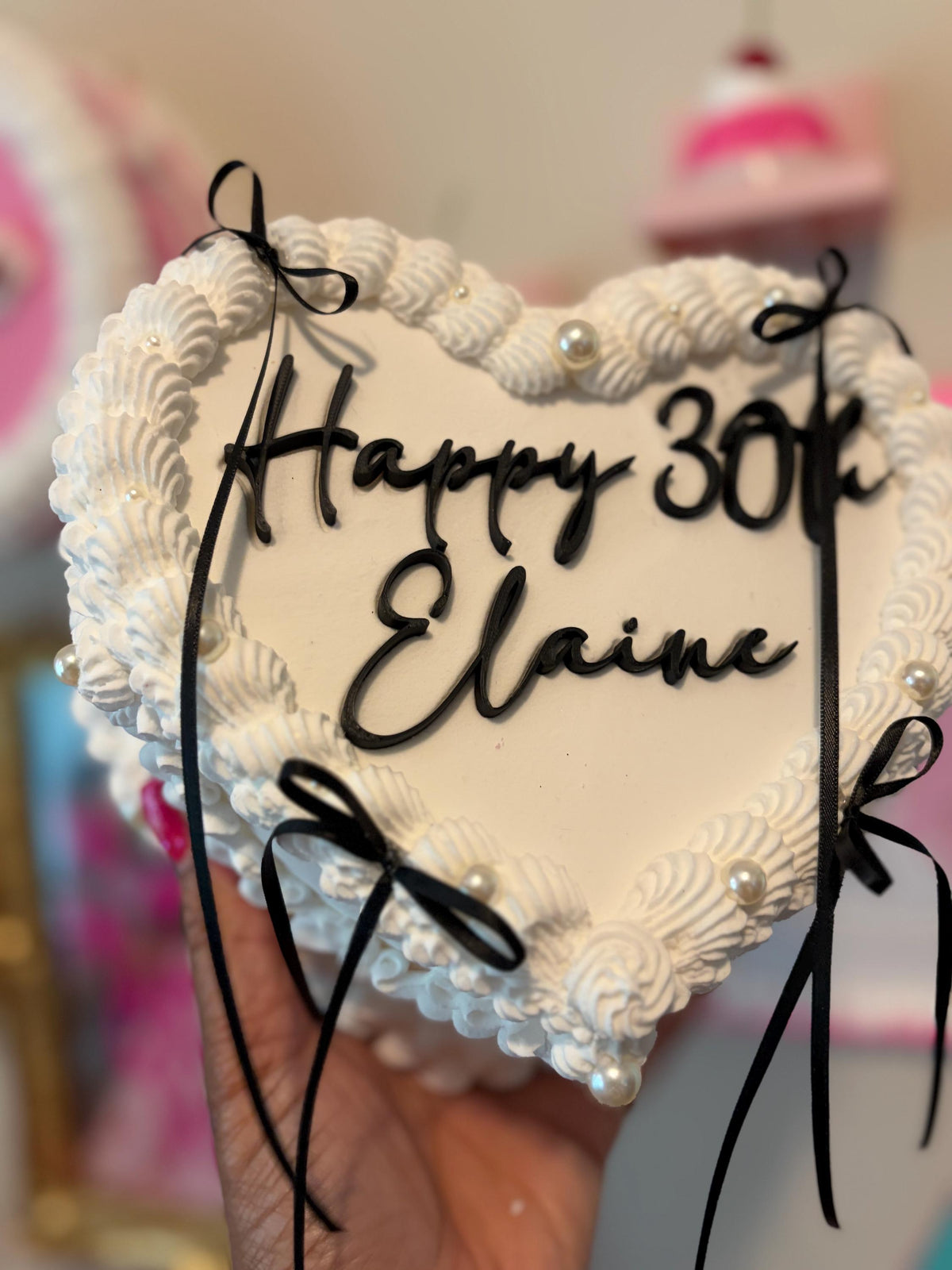 Custom Heart Fake Cake with Personalized Text