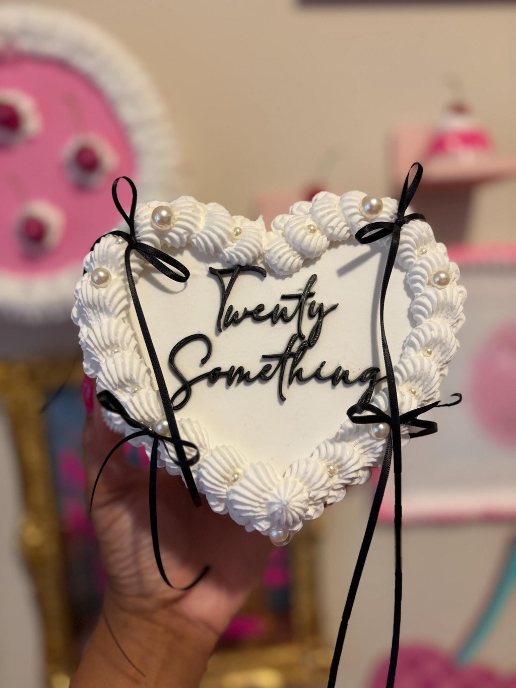 Custom Heart Fake Cake with Personalized Text