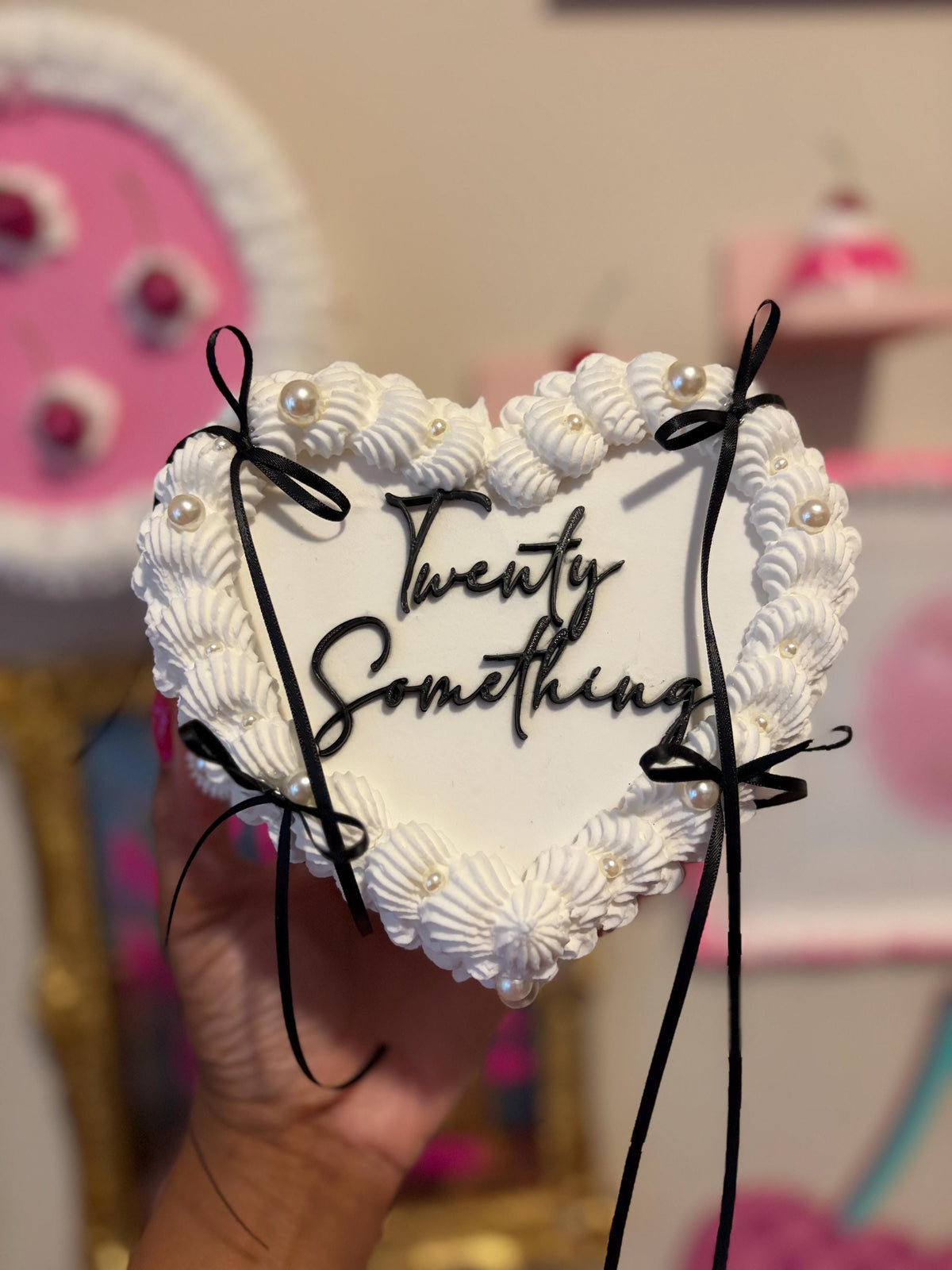 Custom Heart Fake Cake with Personalized Text