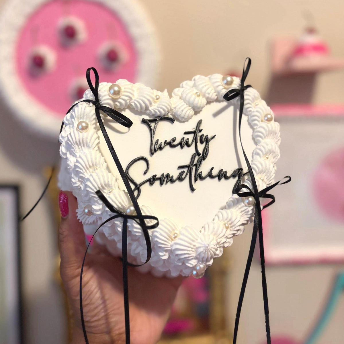 Custom Heart Fake Cake with Personalized Text