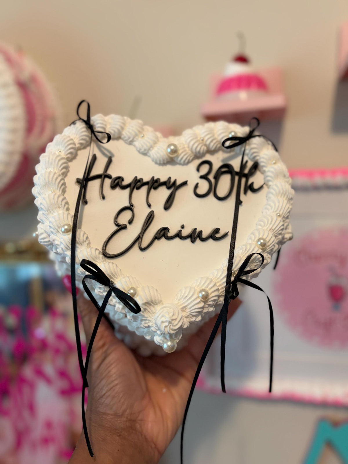 Custom Heart Fake Cake with Personalized Text