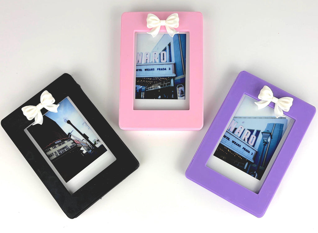 Magnetic Instax Mini Frame with Bow & Holographic Hearts, Coquette Room Decor