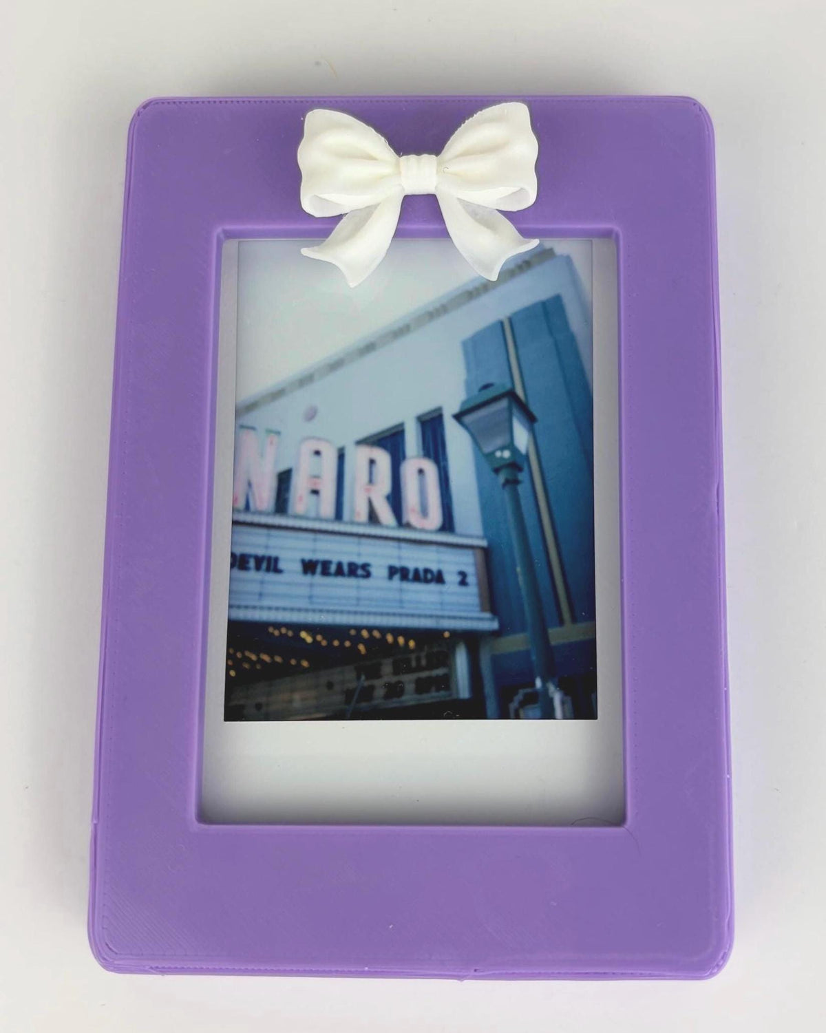 Magnetic Instax Mini Frame with Bow & Holographic Hearts, Coquette Room Decor