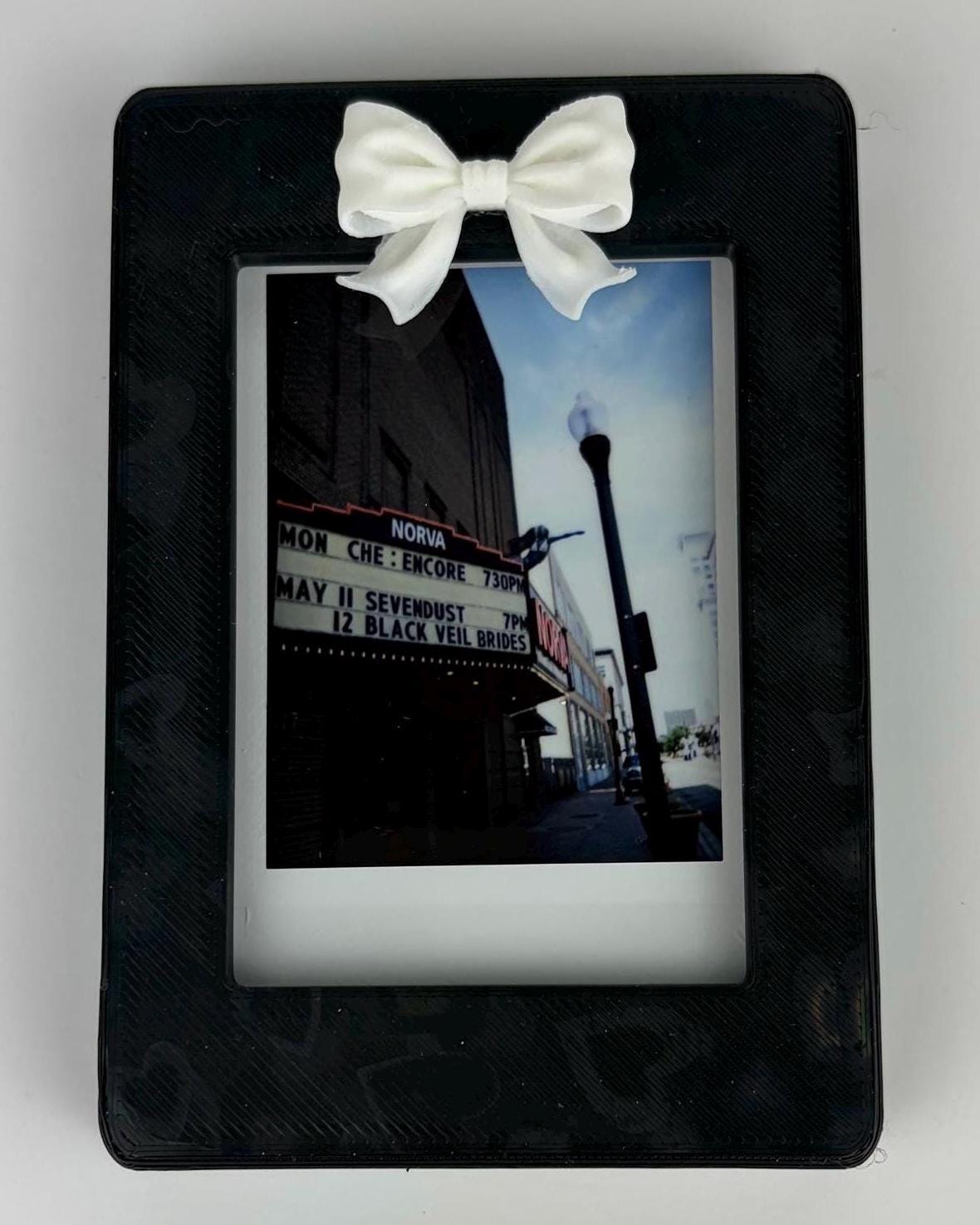 Magnetic Instax Mini Frame with Bow & Holographic Hearts, Coquette Room Decor