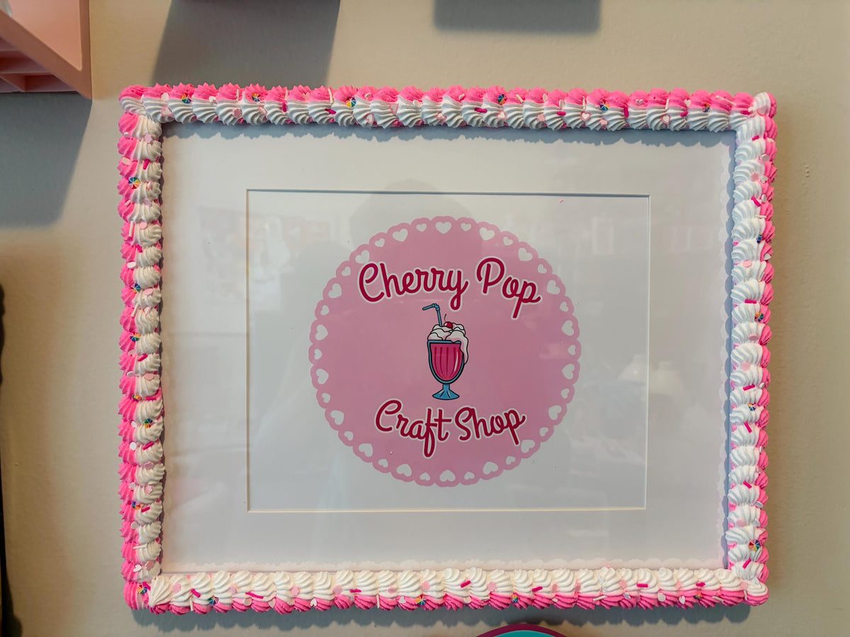 Bright Pink Fake Cake Picture Frame: Handmade Faux Icing & Sprinkles