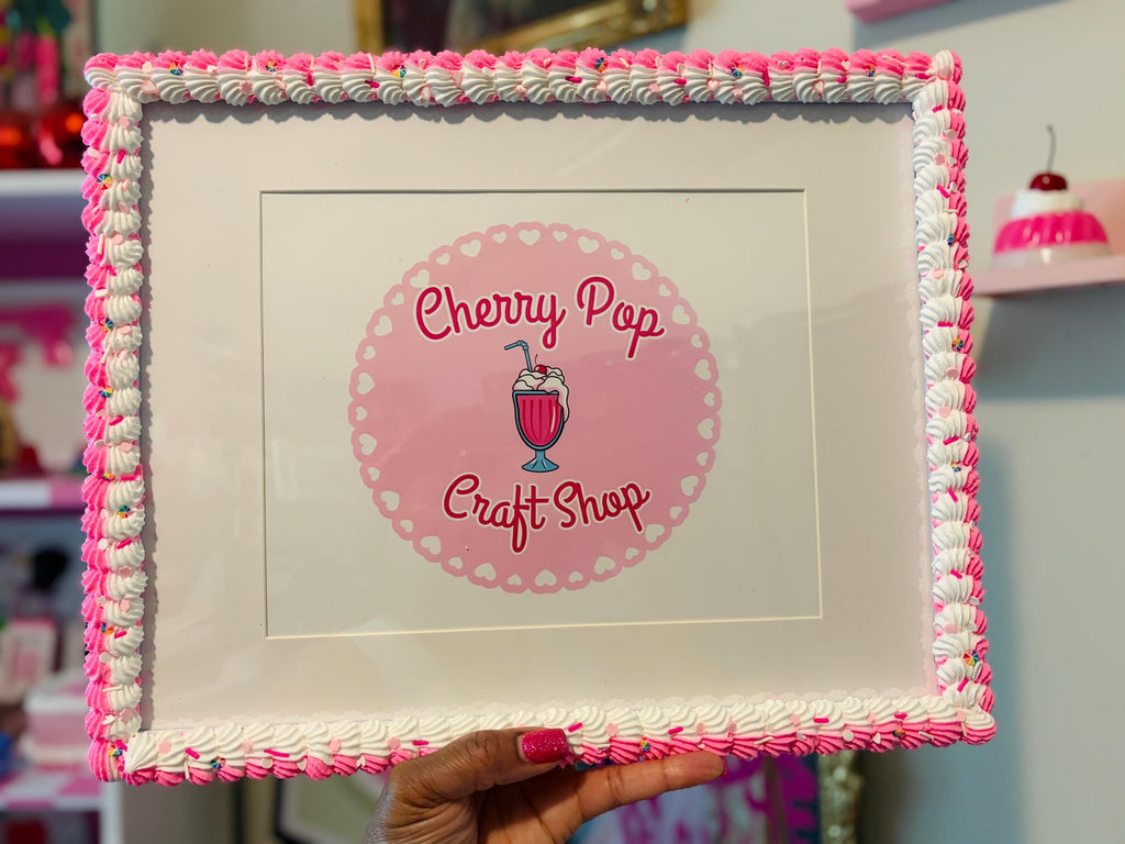 Bright Pink Fake Cake Picture Frame: Handmade Faux Icing & Sprinkles