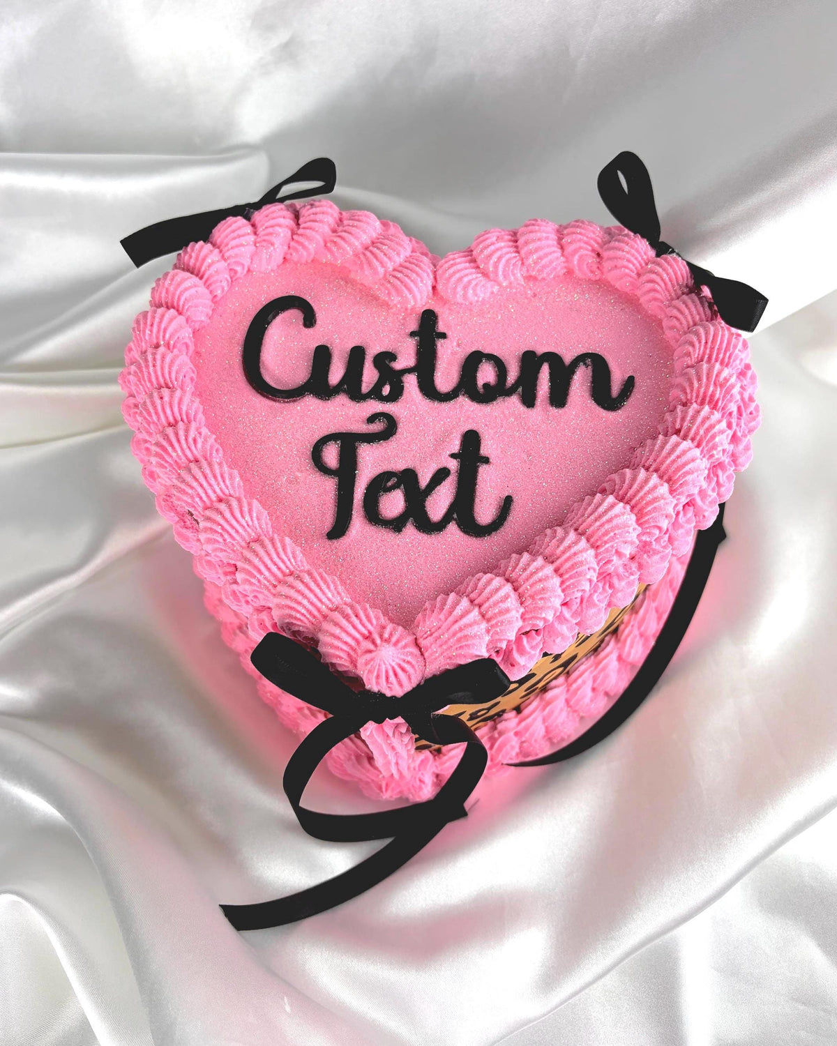 Custom Fake Cake, Pink Leopard Heart Decor and Prop, Personalized Text