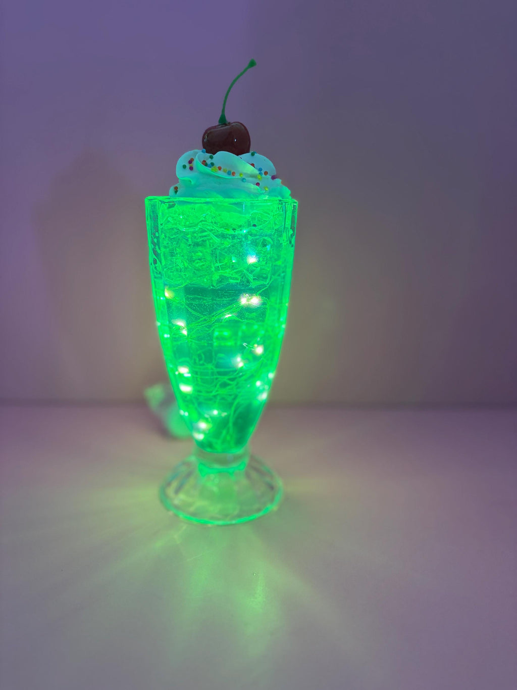 Resin Soda Float Night Light: Faux Ice Cream, Cherry, Sprinkles