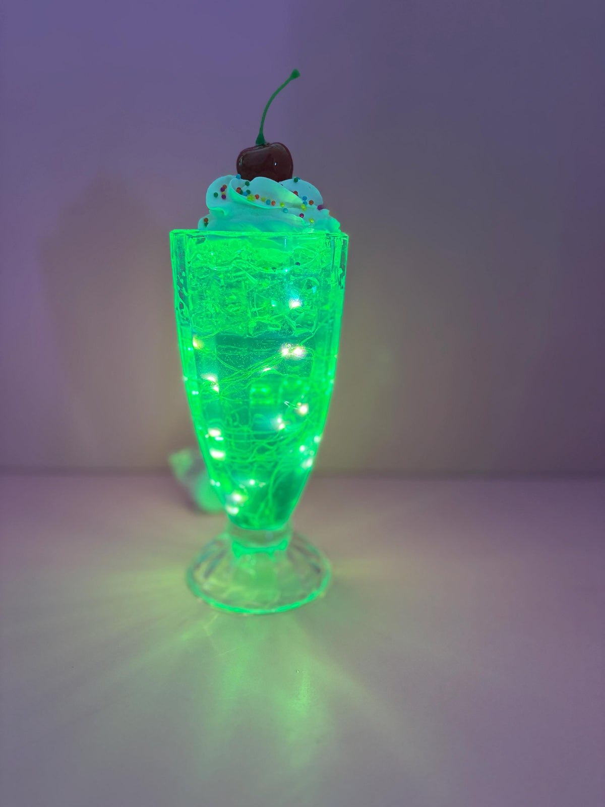 Resin Soda Float Night Light: Faux Ice Cream, Cherry, Sprinkles