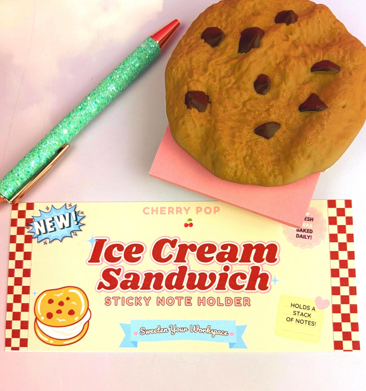 Sticky Note Holder Chocolate Chip Ice Cream Sandwich | Desk Organizer, Teacher Gift