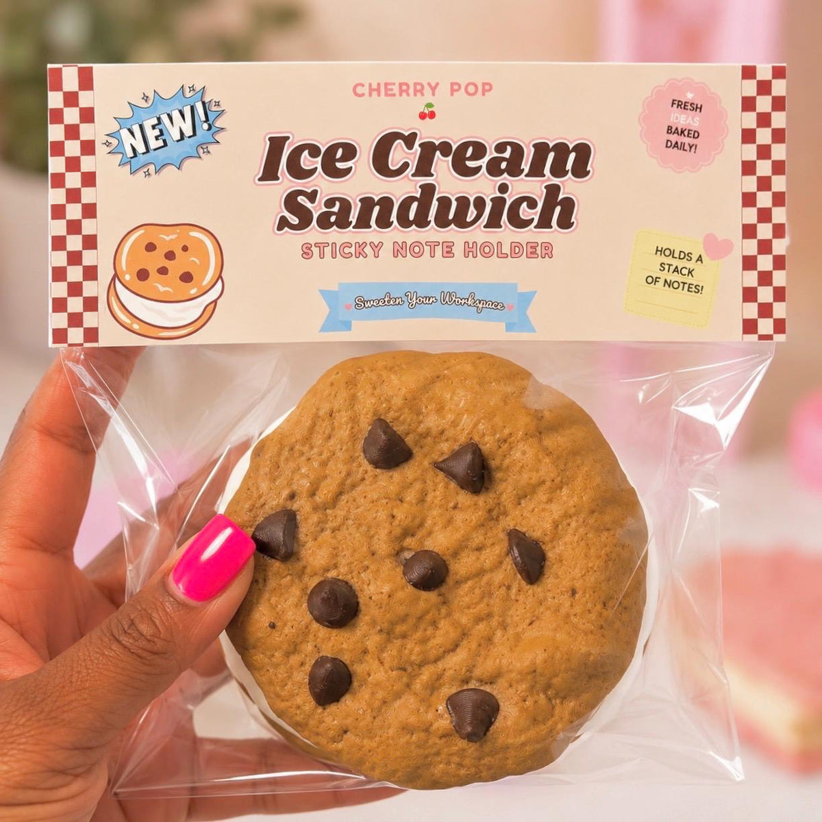 Sticky Note Holder Chocolate Chip Ice Cream Sandwich | Desk Organizer, Teacher Gift