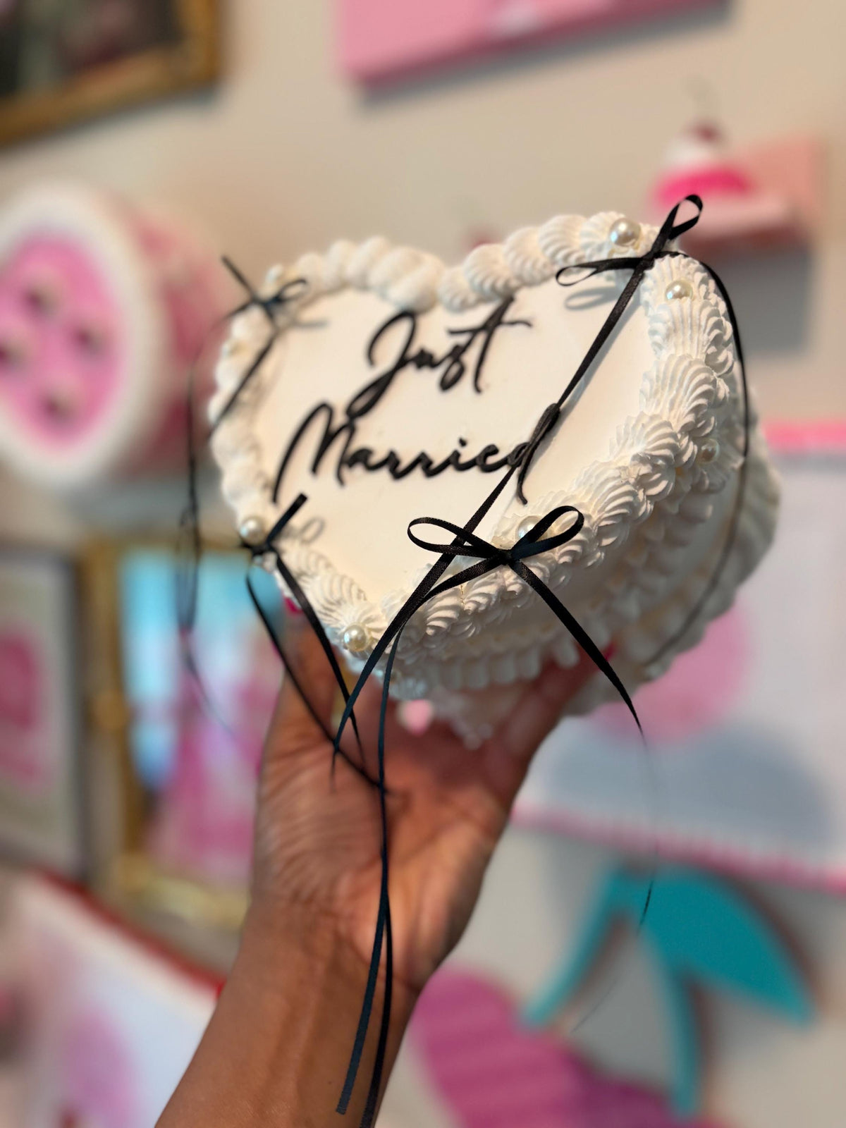 Custom Heart Fake Cake with Personalized Text