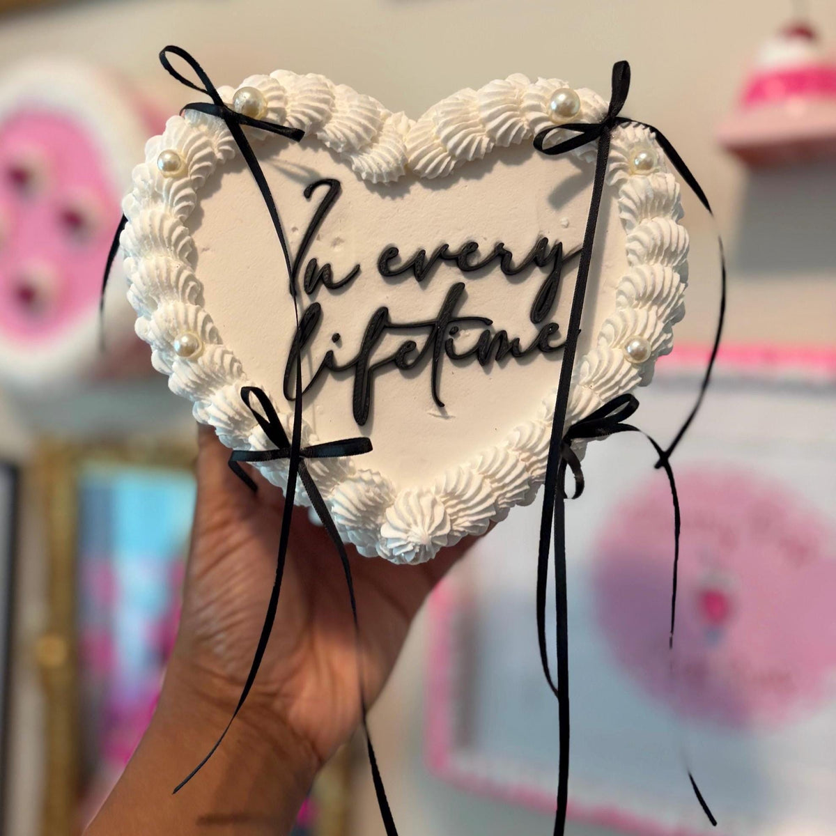 Custom Heart Fake Cake with Personalized Text