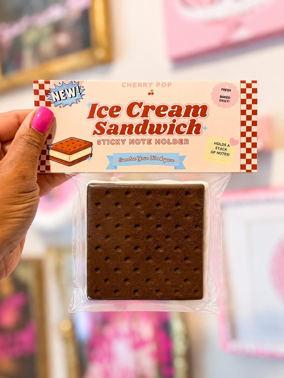 Sticky Note Holder Chocolate Ice Cream Sandwich | Desk Organizer