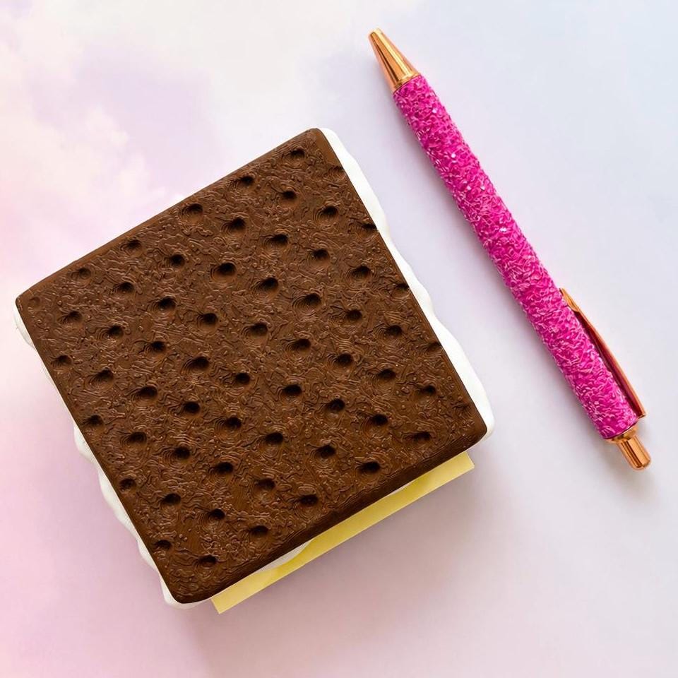 Sticky Note Holder Chocolate Ice Cream Sandwich | Desk Organizer