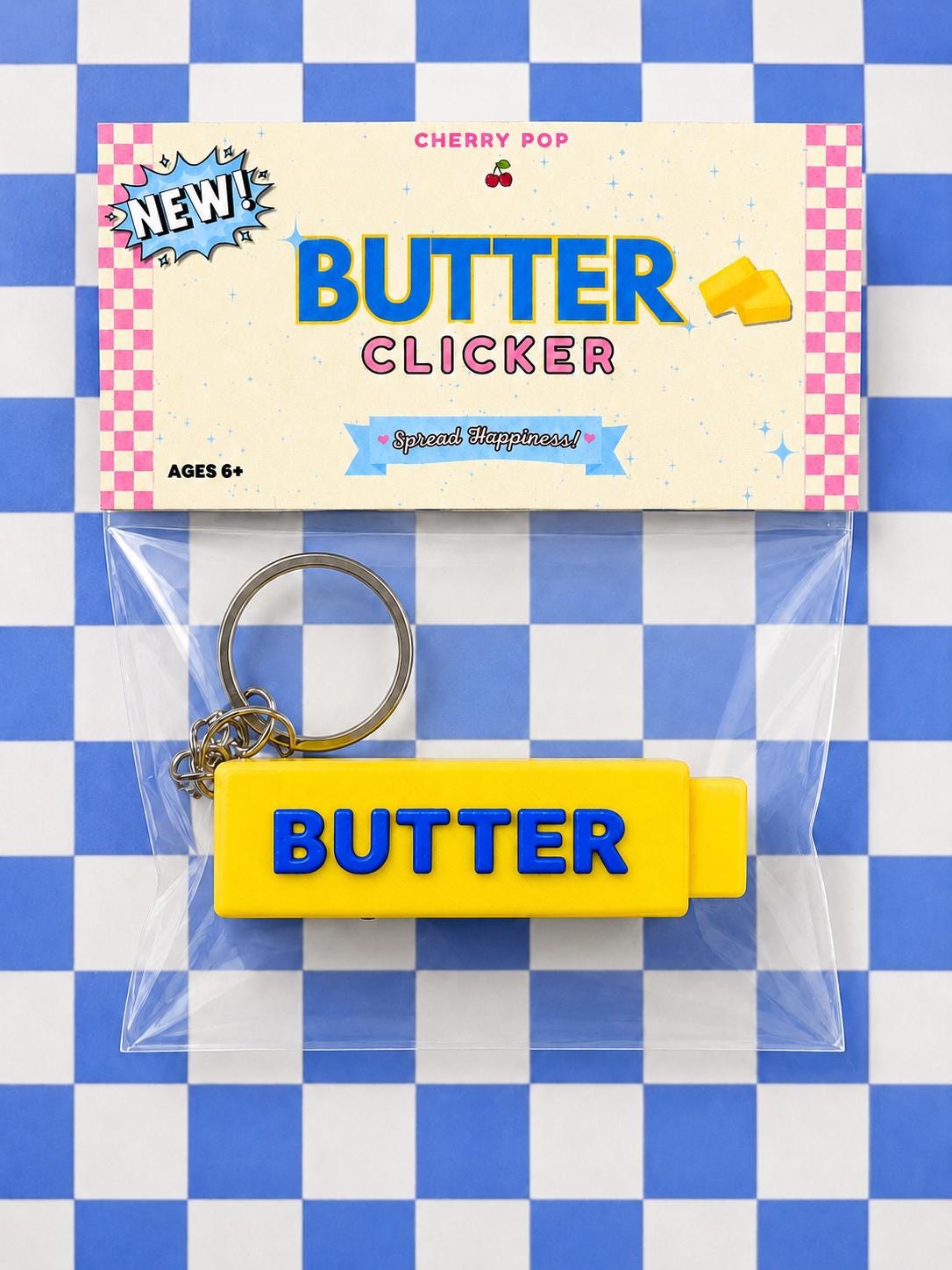 Fidget Clicker Butter Stick Keychain