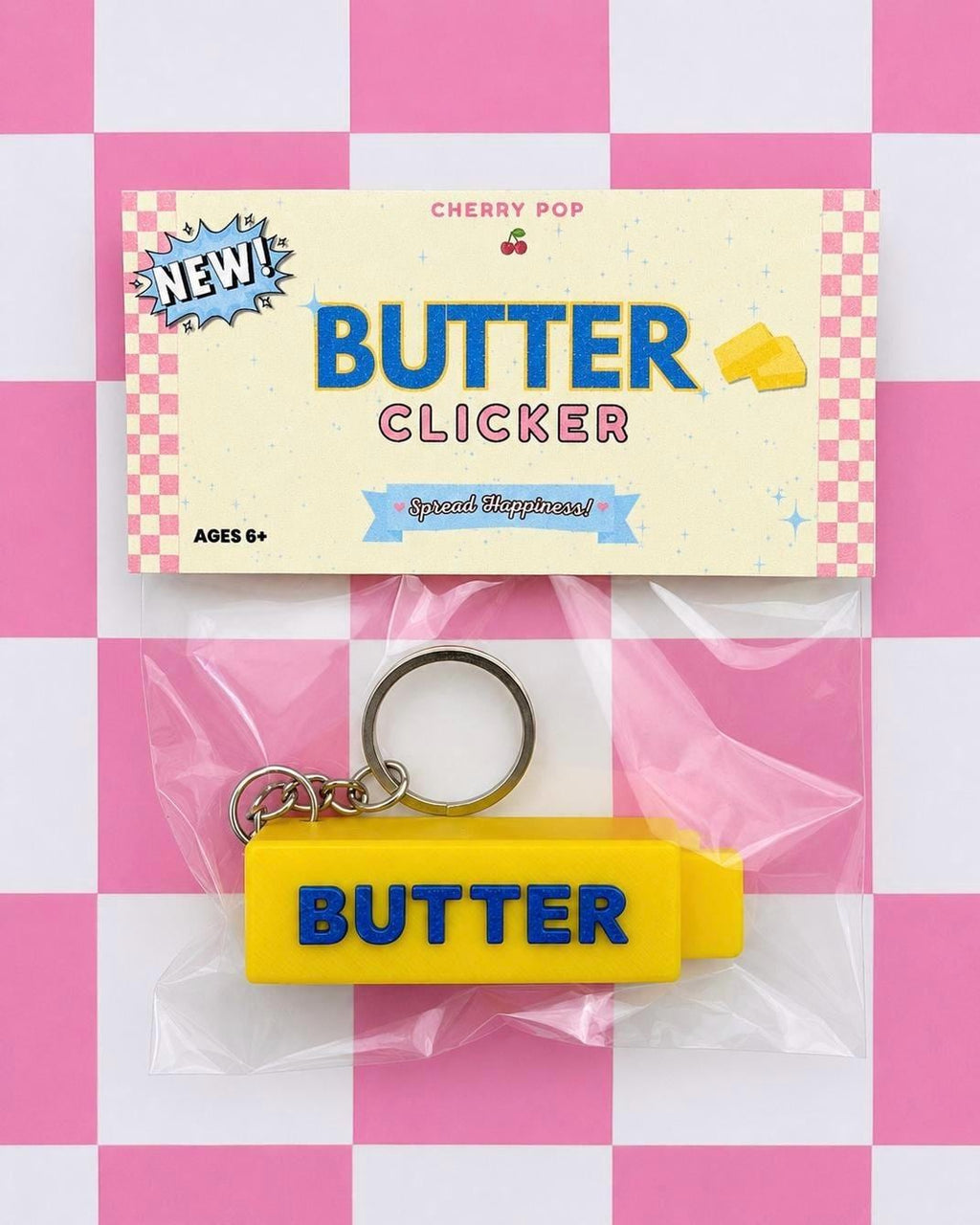 Fidget Clicker Butter Stick Keychain