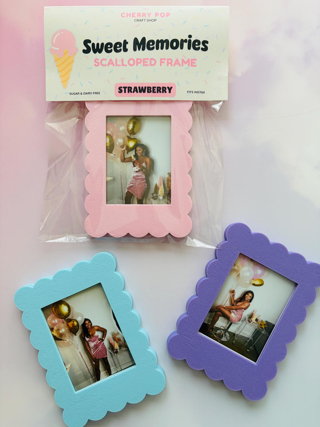 Magnetic Instax Mini Frame in Pastel Colors Scalloped| (Frame Only or Photo Included)