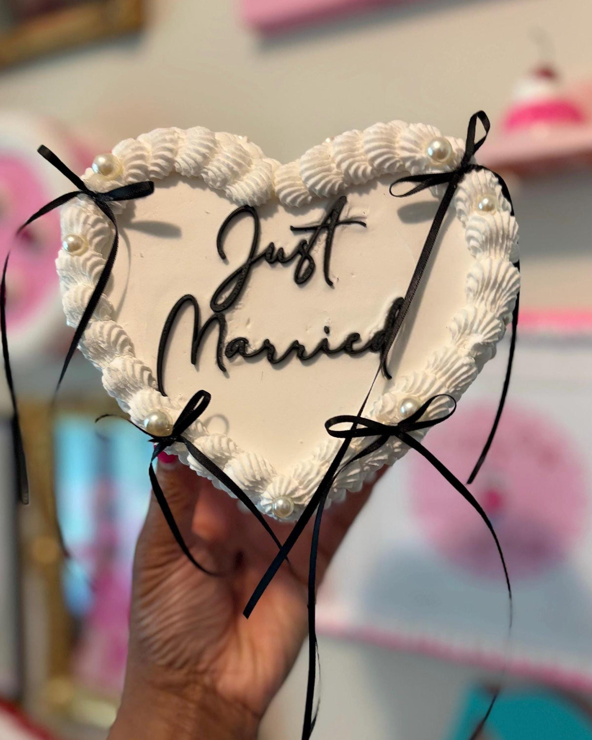 Custom Heart Fake Cake with Personalized Text