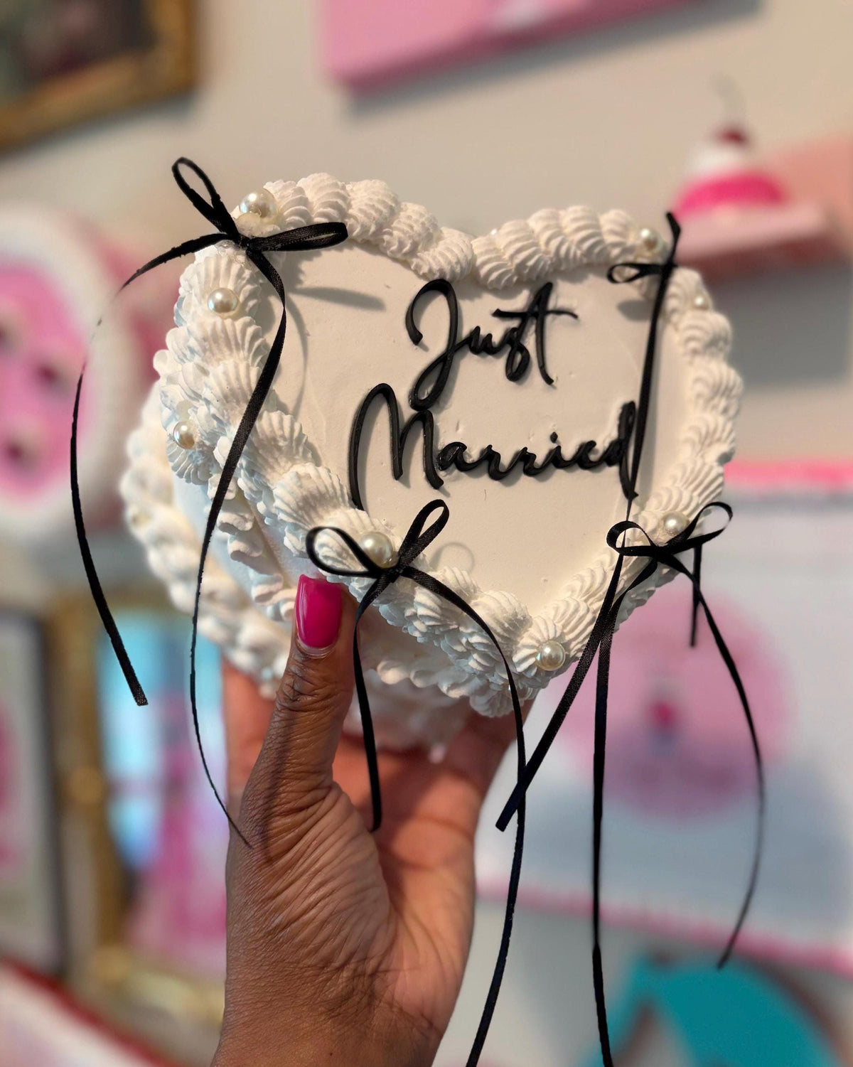Custom Heart Fake Cake with Personalized Text
